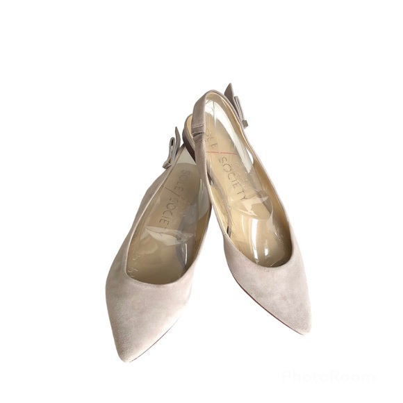 Sole Society Rhyes Light Gray Suede Slingback Flat Sandals Women’s Size 8 - Picture 1 of 11